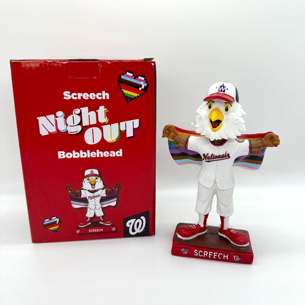 Washington Nationals Screech Mascot Pride Night Out LGBTQ Bobblehead 2023 New